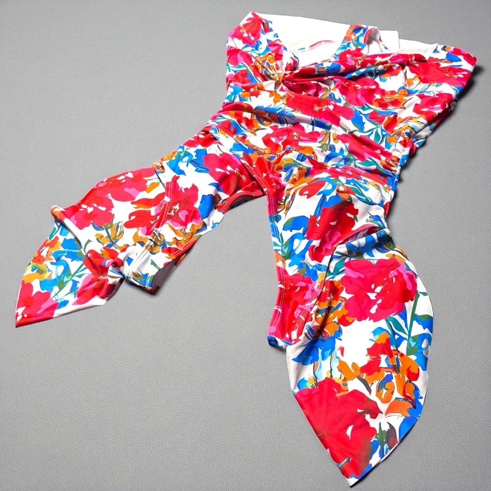 Colorful Floral Swimdress Medium NWOT Tummy Control One Piece Swimwear - Picture 7 of 12